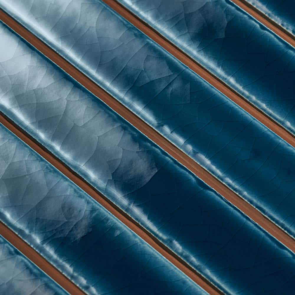 Sapphire Blue Glossy Ceramic Mosaic Wall Tile Sheet