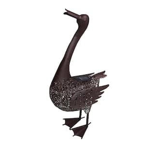 25 in. Steel Indoor/Outdoor Animal Garden Duck Metal Sculpture Statue with Solar Light (4-Pack)