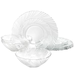 Millenium Swirl 12 Piece Clear Glass Dinnerware Set