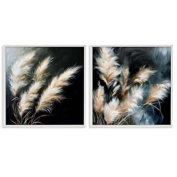 Windblown Wheat Sprigs by Raymond Powers 2 Pieces White Framed Nature Giclee Art Print 24 in. x 24 in.