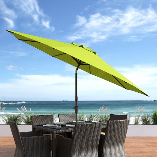 10 ft. Aluminum Wind Resistant Market Tilting Patio Umbrella in Lime Green