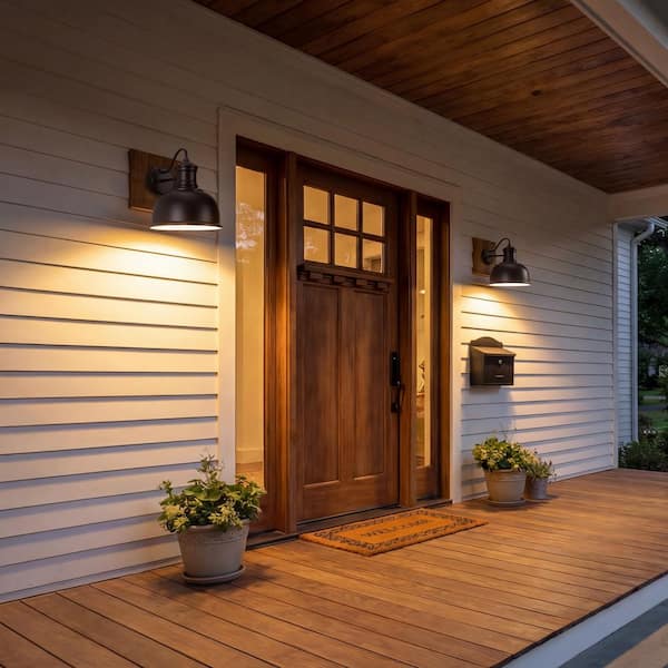 pasentel 11.22 in. 1-Light Farmhouse Gooseneck Bronze Barn Outdoor