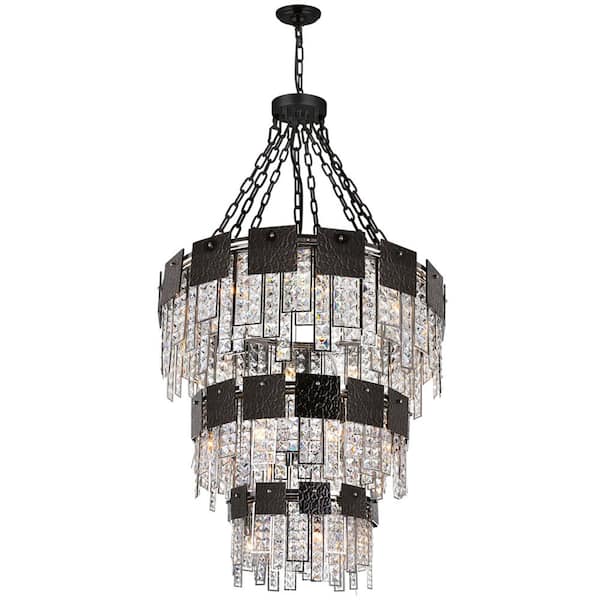 CWI Lighting Glacier 24 Light Down Chandelier With Polished Nickel Finish