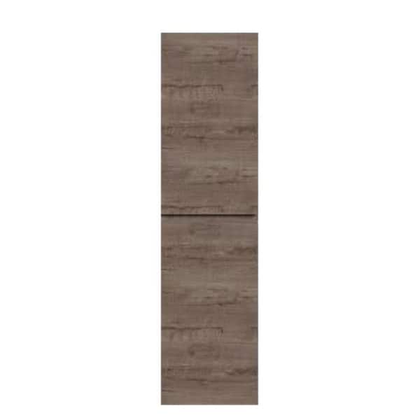 15.75 in. W x 12 in. D x 59 in. H Brown Wall Linen Cabinet with Soft-Close in Smoke Oak