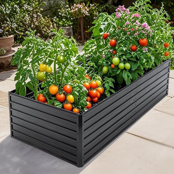 6 ft. x 3 ft. x 2 ft. Metal Outdoor Raised Planter Vegetable Box for Vegetables, Flowers, Herbs and Succulents, Black
