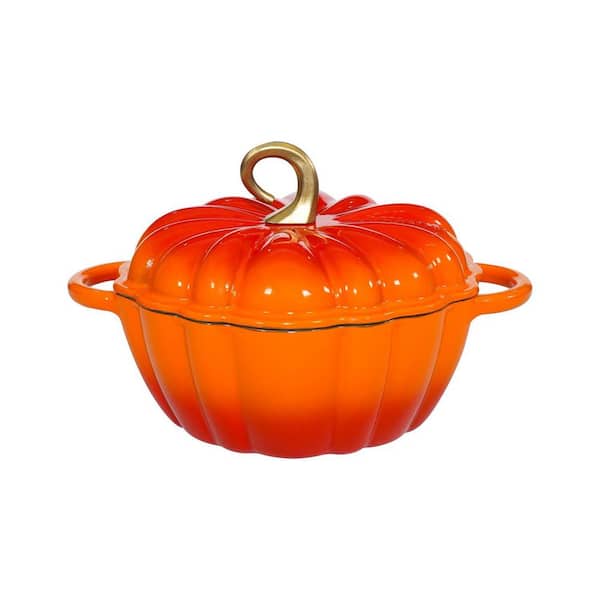 4.5 qt. Enamel Cast Iron Dutch Oven with Lid, Dual Handle Oven Safe Cooking Pot for Baking Braising Family Meals, Orange