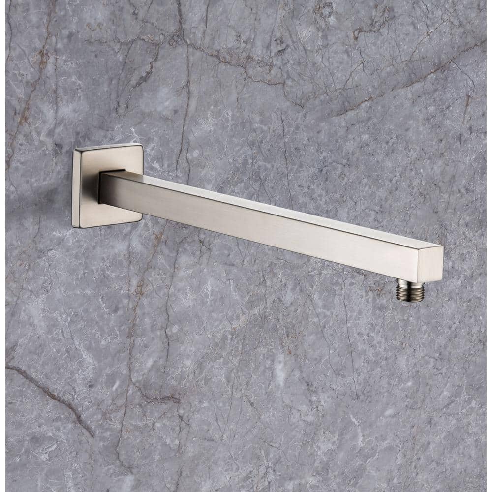 16" Brushed Nickel Square Wall-Mount Shower Arm