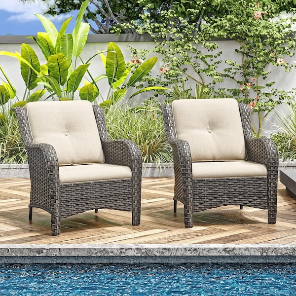 22 in. x 24 in. 2-Piece Outdoor Patio Replacement Cushion Outdoor Lounge Chair Cushion in Beige