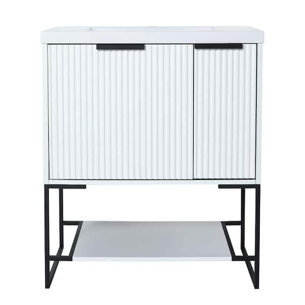 HBEZON Zephyr 29.5 in. W x 18.1 in. D x 35 in. H Bath Vanity in White with White Top