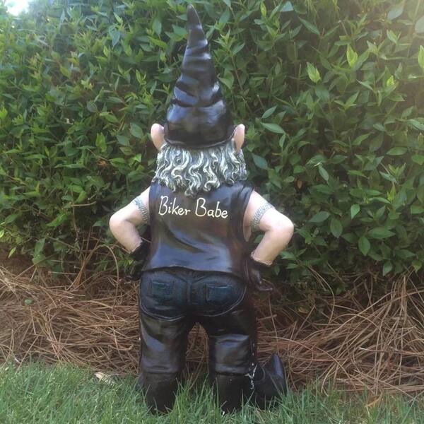 Download Homestyles 14 5 In H Biker Babe The Biker Gnome In Leather Motorcycle Riding Gear Home And Garden Gnome Statue 36440 The Home Depot