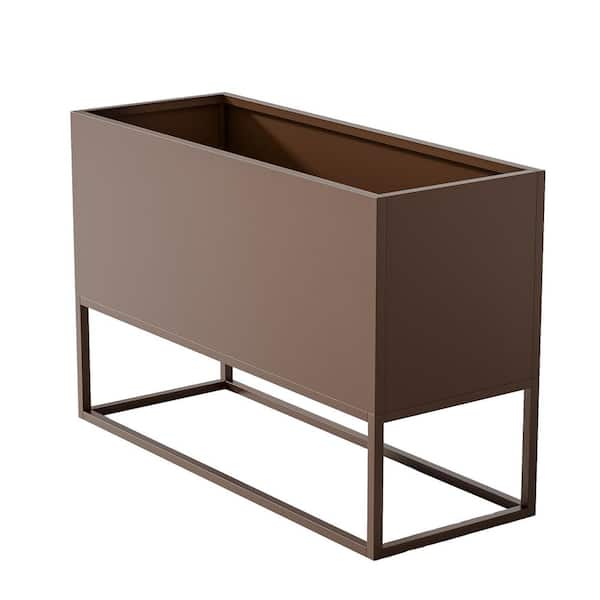 47 in. Length Brown Metal Rectangle Indoor/Outdoor Raised Planter Box(1-Pack)