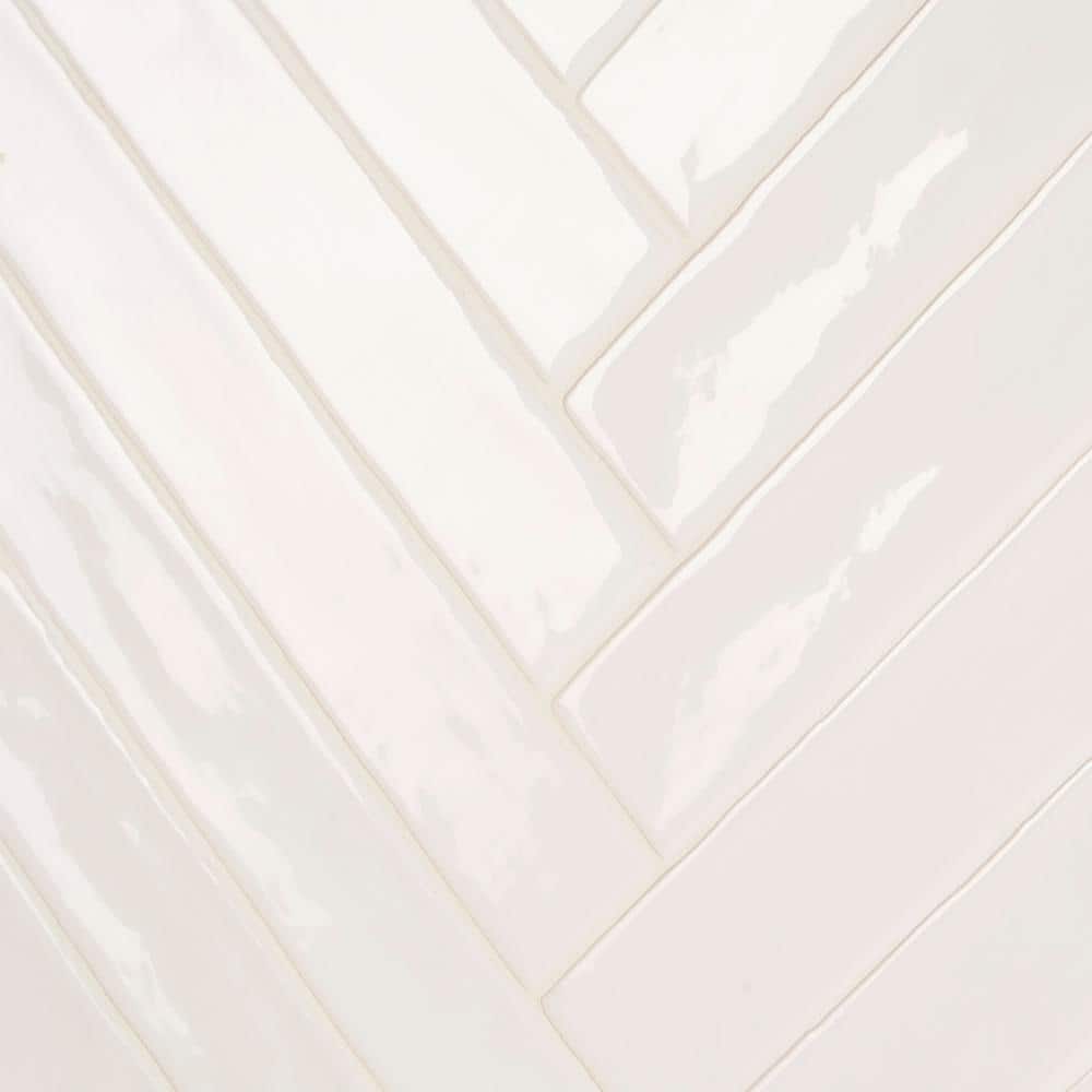 Nantucket 2" x 20" White Polished Ceramic Subway Wall Tile