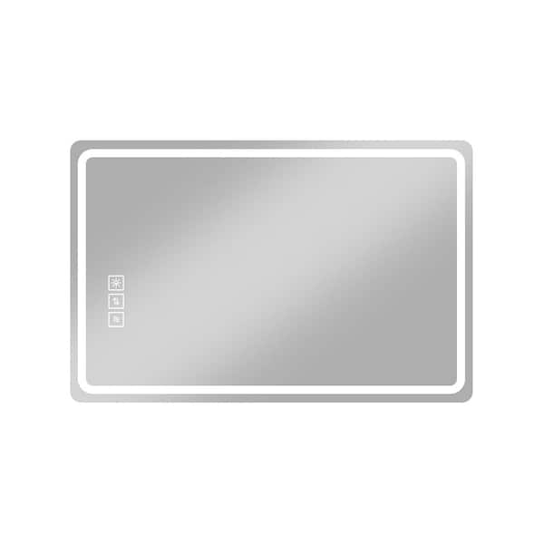 Bathroom Vanity Mirror 48 in. W x 32 in. H Rectangular Frameless Wall Mounted Bathroom Vanity Mirror in White Finish