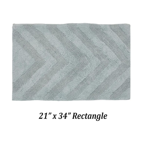Hugo 21 in. x 34 in. Blue 100% Cotton Rectangle Bath Rug