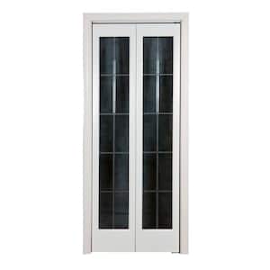 36 in. x 80 in. Optique Clear Full-Lite Universal/Reversible Interior Wood Bi-fold Door