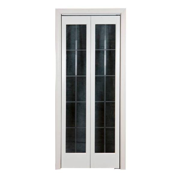 Pinecroft 36 in. x 80 in. Optique Clear Full-Lite Universal/Reversible Interior Wood Bi-fold Door