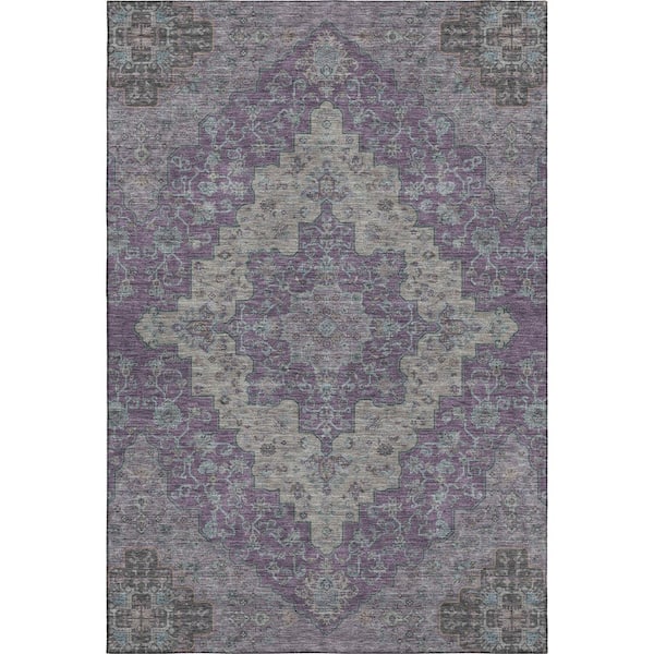 Mayfield Premium Machine Washable Abstract AMF2486 Purple 9 ft. x 12 ft. Area Rug