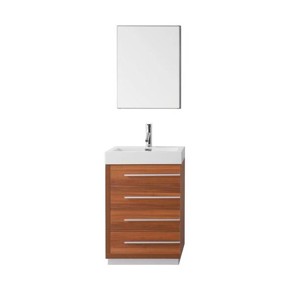 Virtu USA Bailey 24 in. W Bath Vanity in Plum with Vanity Top in White with Square Basin and Mirror and Faucet