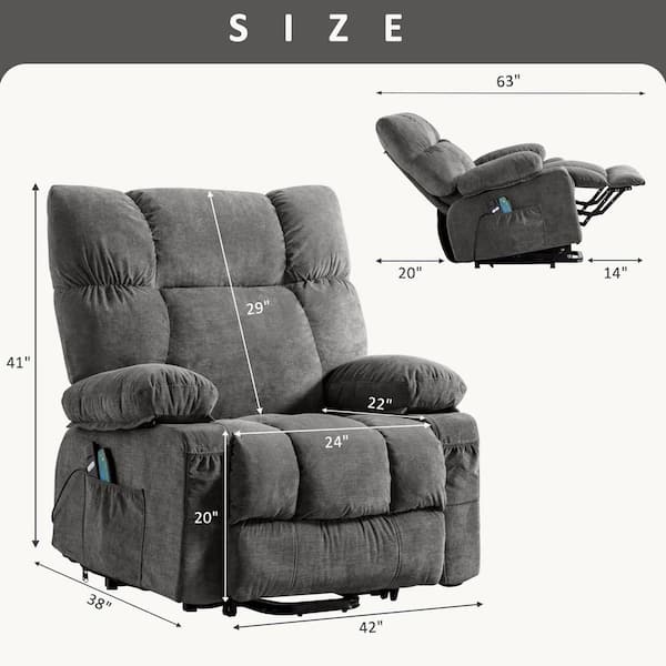 Z-joyee Gray Polyester Recliners Power Lift Recliner Chair