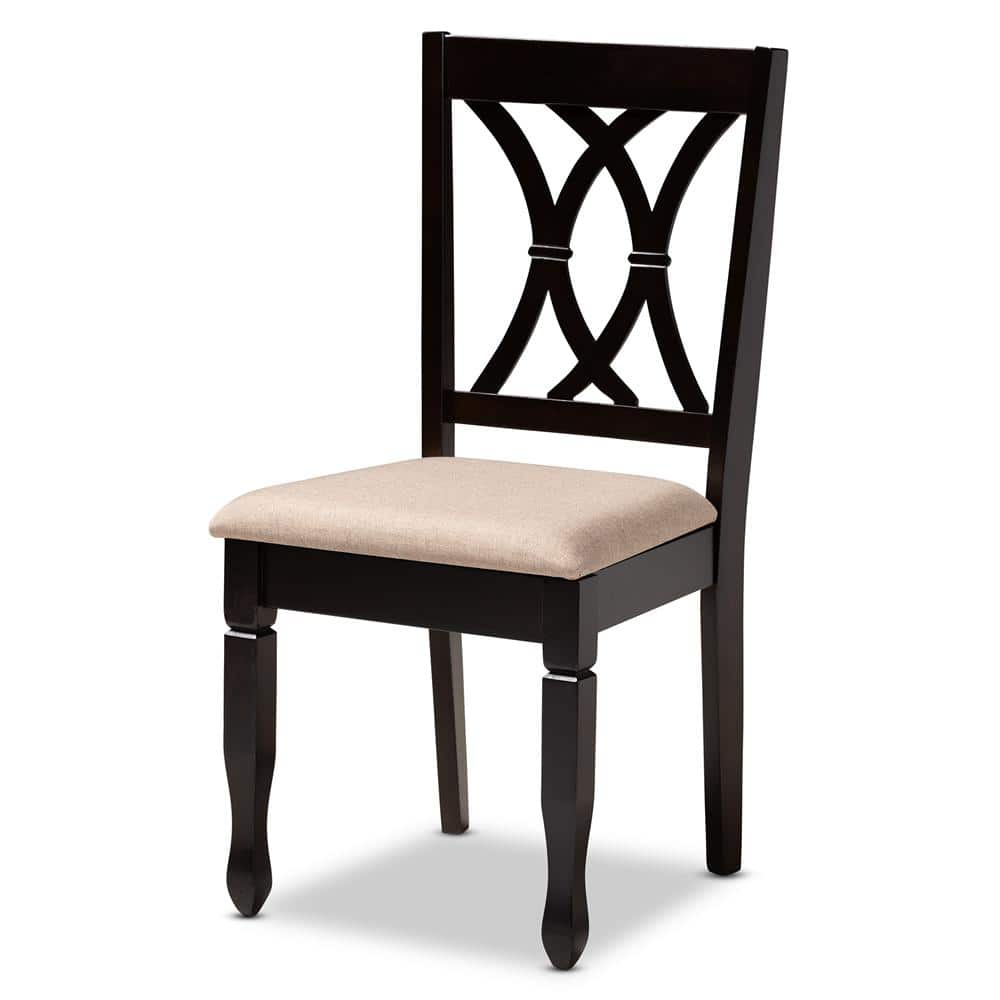 Reneau Sand and Brown Wood Cane Dining Chair Set