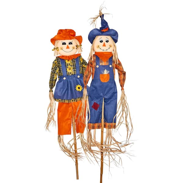 Unbranded 80 in. Scarecrow on Pole (Set of 2)