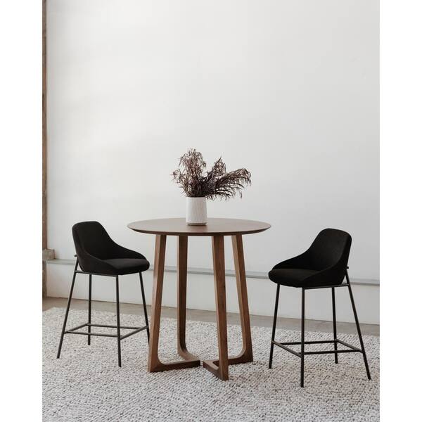 Della 27.2 in. Black, Slim Steel Legs Metal Bar Stool with 100% Polyester Seat
