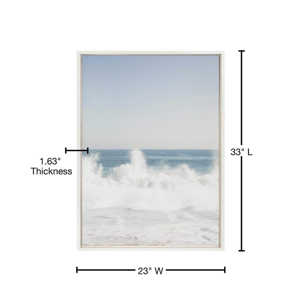 Sylvie Waves Crashing Coastal Framed Canvas Art, 36" x 27"