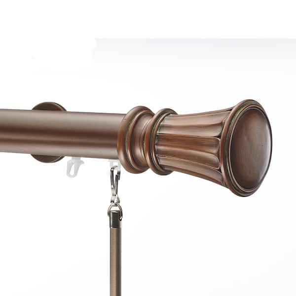 Art Decor Tekno 40 60 in. Non-Adjustable 1.5 in. Single Traverse Window Curtain Rod Set in Sienna with Aron Finial