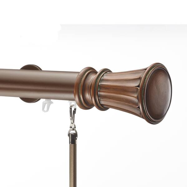Art Decor Tekno 40 108 in. Non-Adjustable 1.5 in. Single Traverse Window Curtain Rod Set in Sienna with Aron Finial