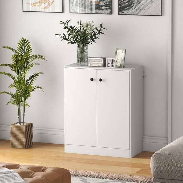 【1022 】 Costway 2-Door White Storage Cabinet Buffet Cabinet with 3