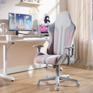 Mysa Faux Leather Height Adjustable Swivel Ergonomic PC Gaming Chair in Pink with Arms