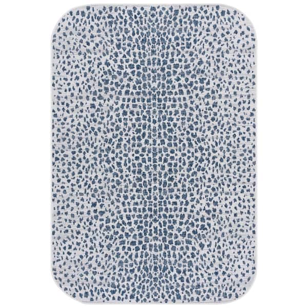Courtyard 5 ft. x 8 ft. Ivory/Navy Animal Print Indoor/Outdoor Area Rug
