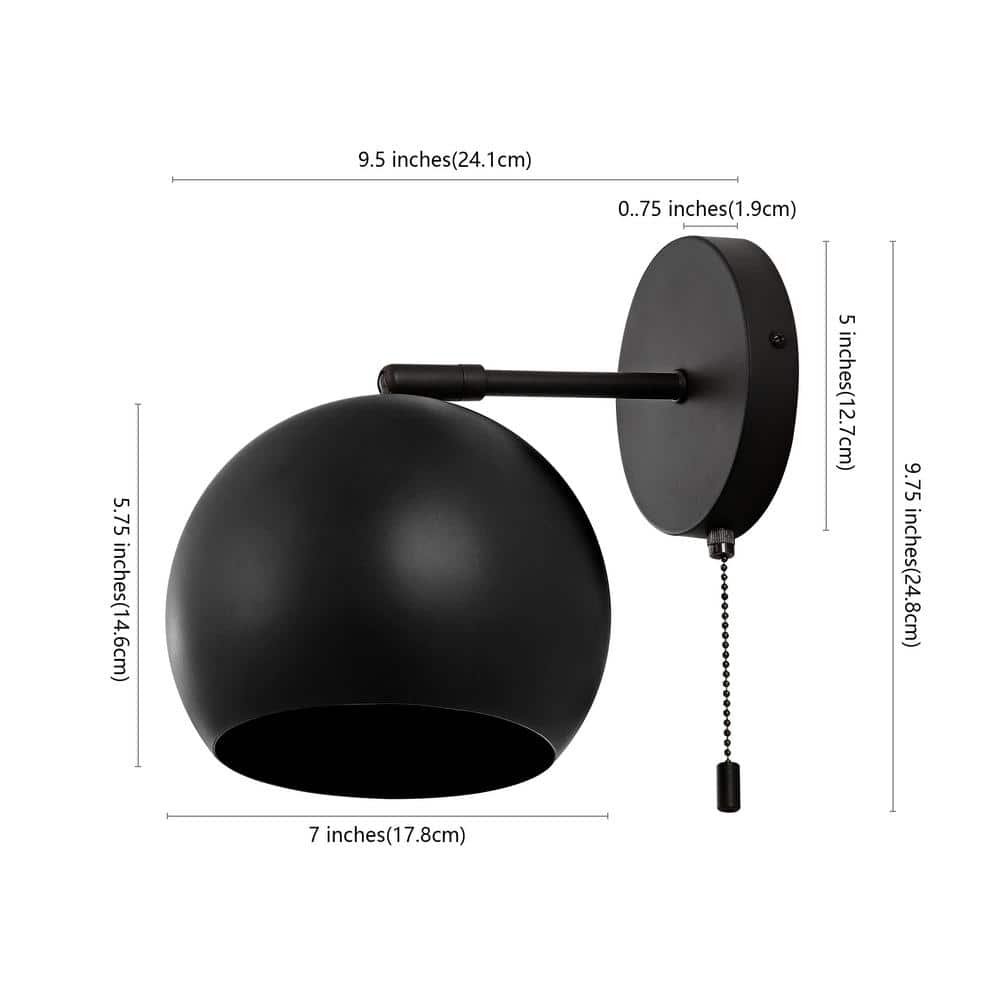 Tierra Black Iron Globe Shade Wall Sconce Set