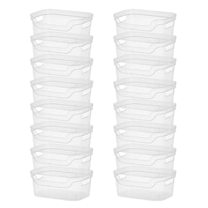 5.25 in. x 9.5 in. x 13 Clear Plastic Cube Storage Bin w/Carry Handles, 16-Pack
