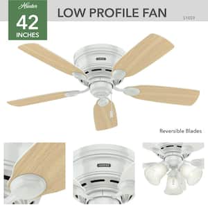 Low Profile 42 in. Indoor Snow White Ceiling Fan For Bedrooms