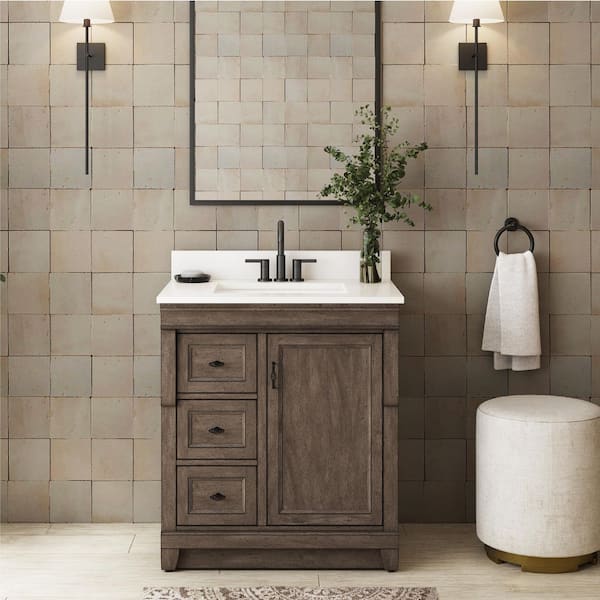 Naples 30 in. W x 21.63 in. D x 34 in. H Bath Vanity Cabinet without Top in Distressed Grey