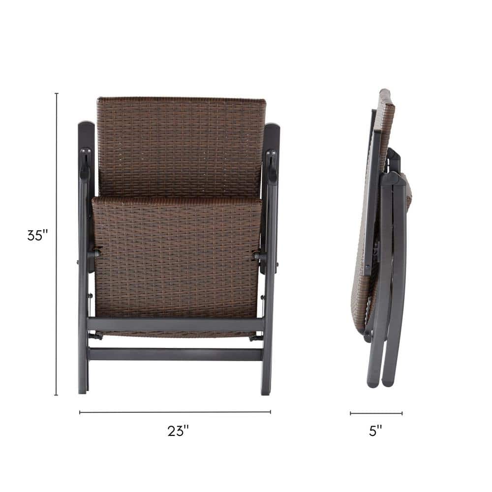 Black Aluminum Outdoor Lounge Chair with Blue Floral Cushion