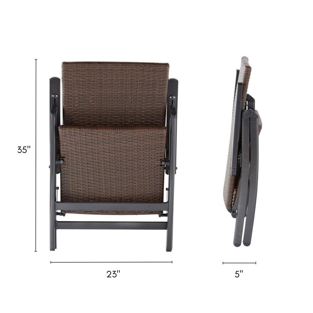 Outdoor Black Aluminum Wicker Reclining Lounge Chair with Beige Cushion