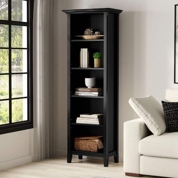 Simpli Home Amherst 70 in. Tall Solid Wood Transitional 5 Shelf