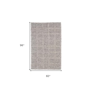 5 x 8 Gray and Ivory Plaid Area Rug