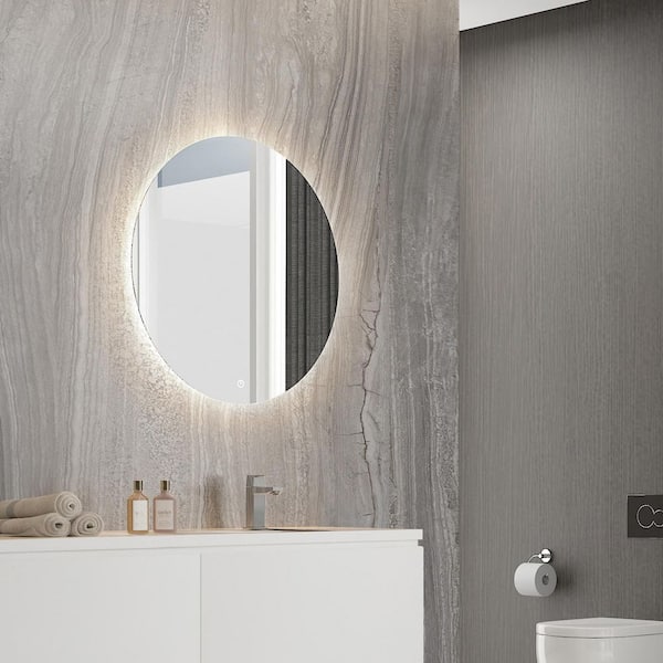 HOMLUX 36 in. W x 36 in. H Round Frameless LED Light with 3-Color and  Anti-Fog Wall Mounted Bathroom Vanity Mirror 27D7004792 - The Home Depot