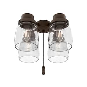 Original 4-Light Chestnut Brown Ceiling Fan Shades LED Light Kit
