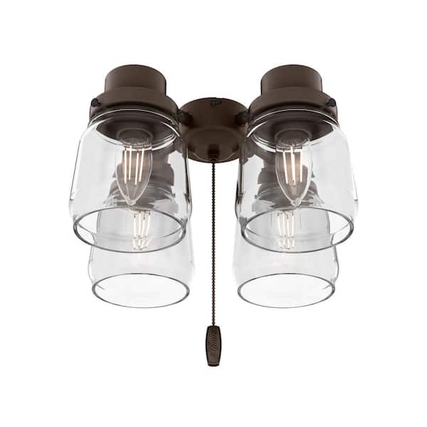 Hunter Original 4-Light Chestnut Brown Ceiling Fan Shades LED Light Kit