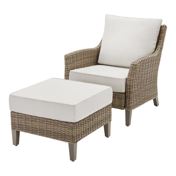 Holly Cove 2-Piece Wicker Outdoor Seating Set with CushionGuard Almond Cushions