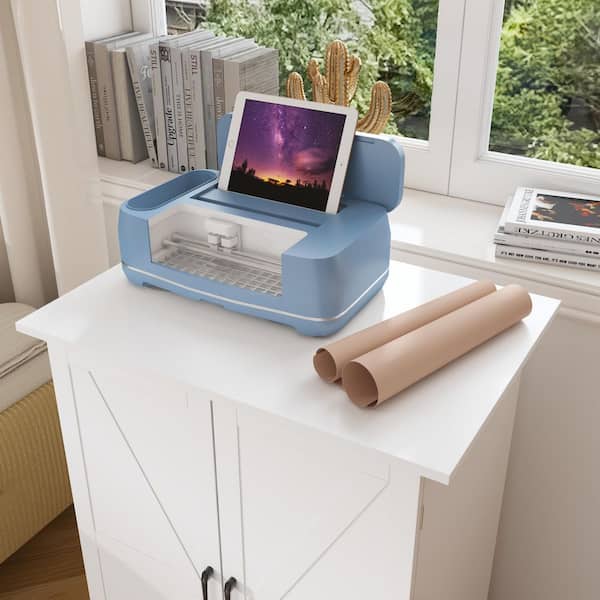 FUFU&GAGA White 2-Door Craft Storage Cabinet Sewing Tables Craft