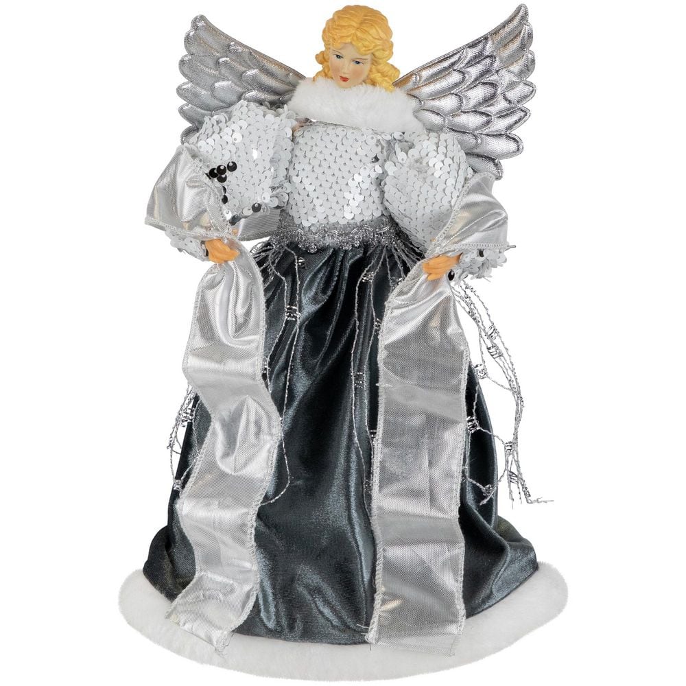 "Sequined Angel with Wings Christmas Tree Topper Unlit - 12""" price history on PriceWatchPro
