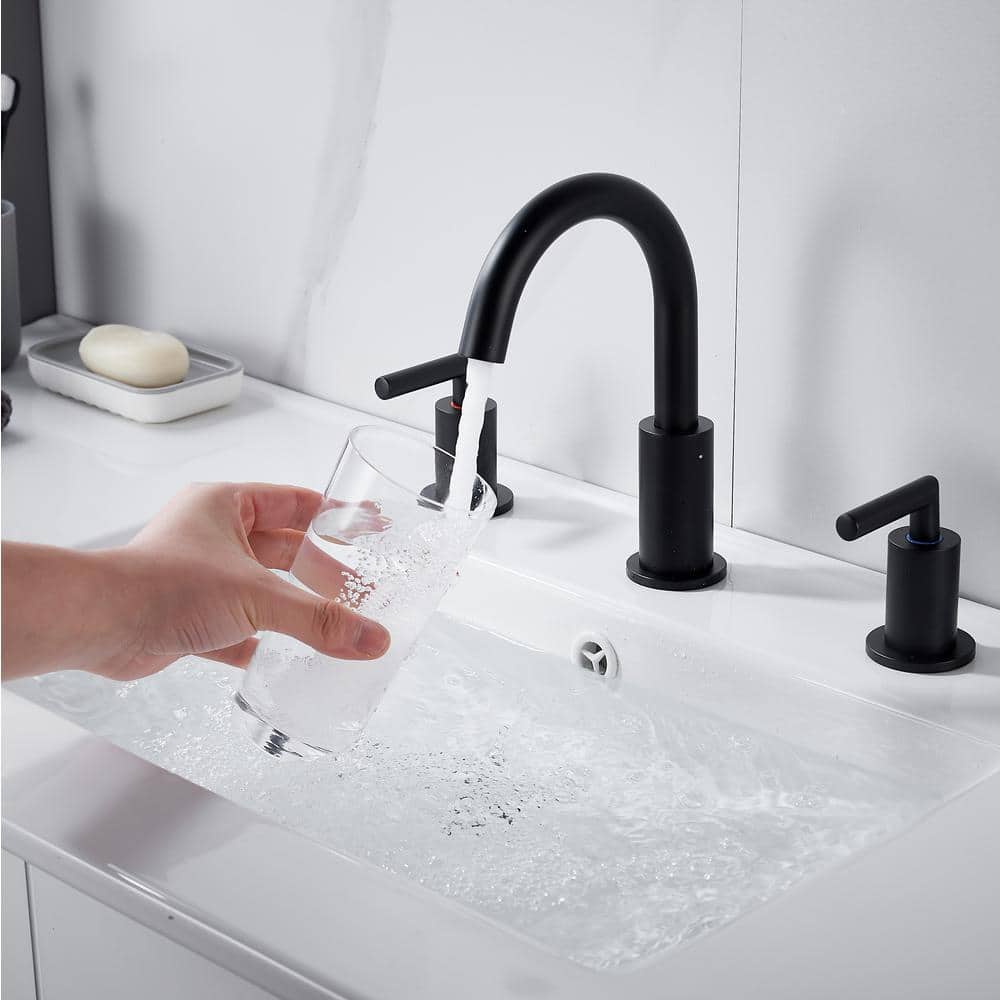 Matte Black Brass 8-inch Widespread Bathroom Faucet