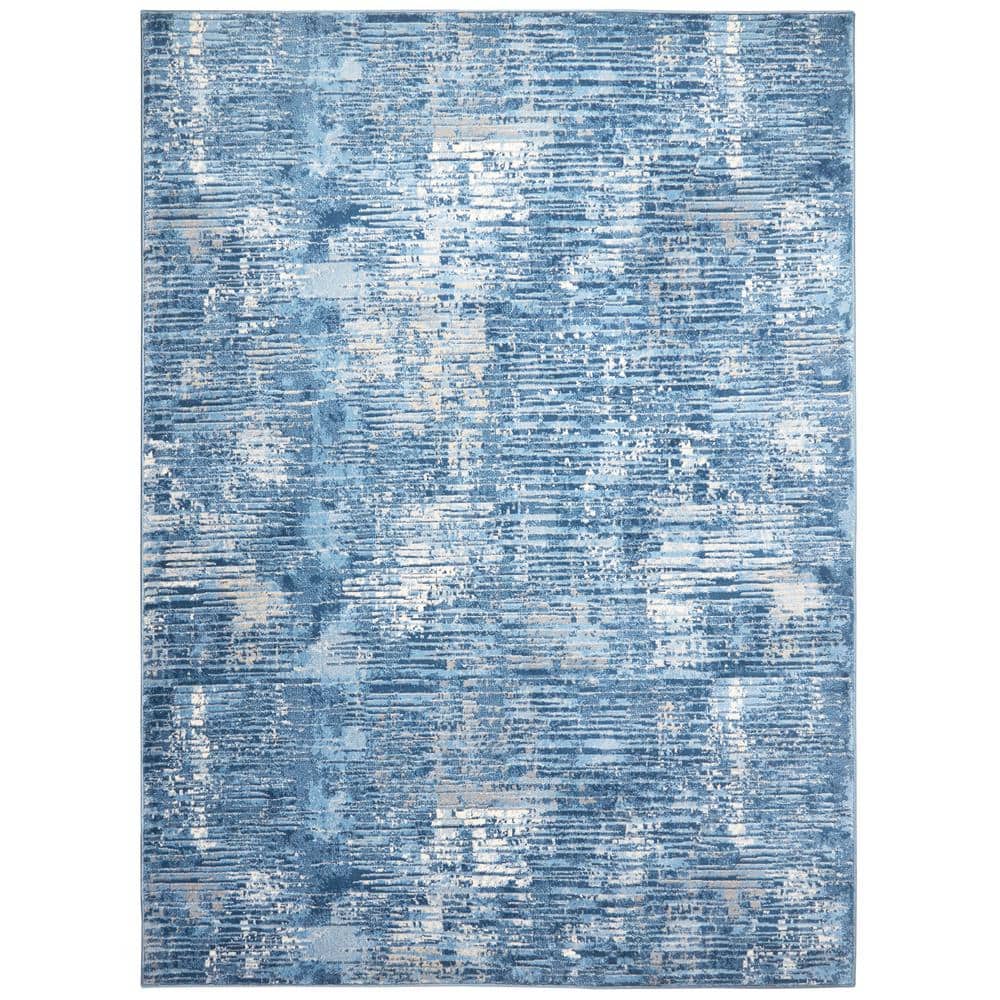 Melrose Lorenzo Blue Abstract 5' x 7' Synthetic Area Rug