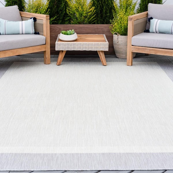 Eco Solid Border Gray 5 ft. x 8 ft. Indoor/Outdoor Area Rug