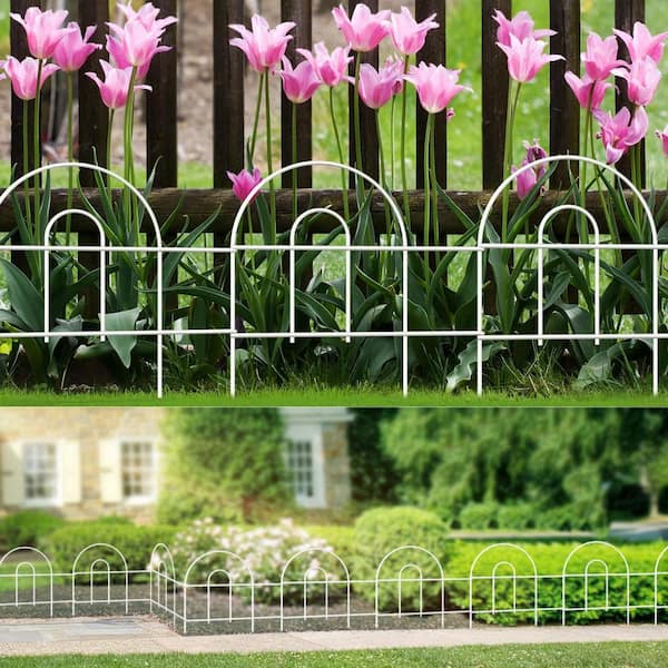 18 in. White Metal Garden Fence, 50 ft. Foldable Outdoor Wire Fencing